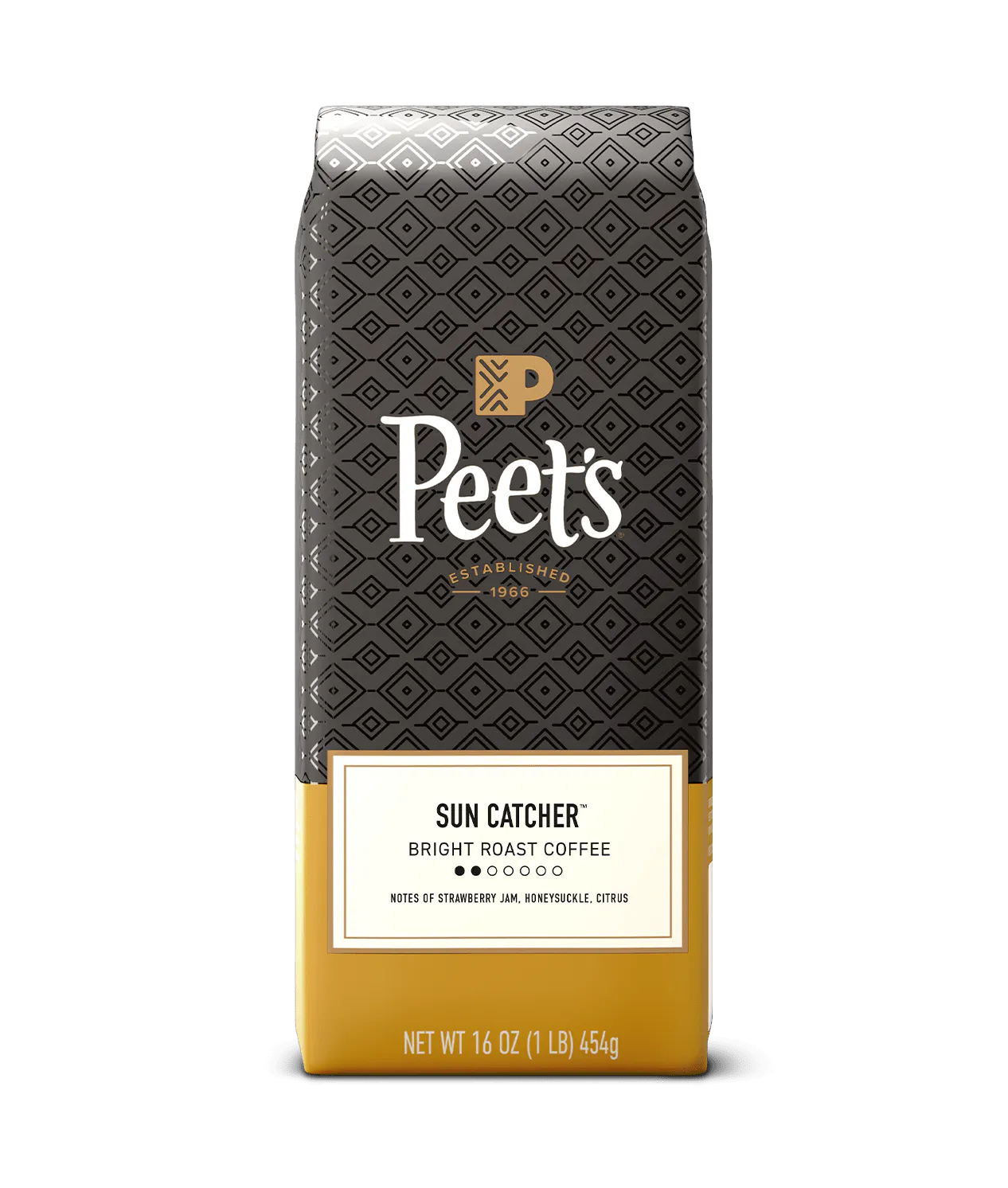 Peet's Coffee bag with 'Sun Catcher' label on a transparent background